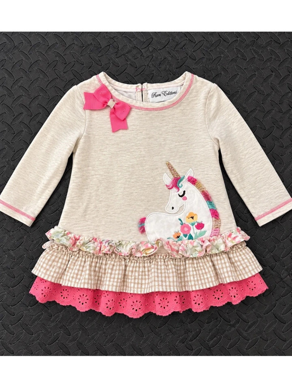 Rare Editions Baby Girls Unicorn Ruffle Dress 6-9M